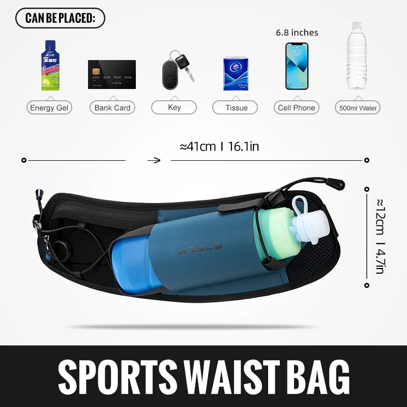 Wrels™ Dual Pocket Running Belt – Heuptasje voor telefoon en fles