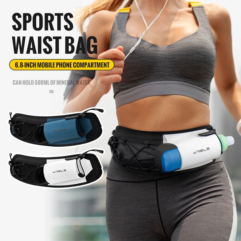 Wrels™ Dual Pocket Running Belt – Heuptasje voor telefoon en fles