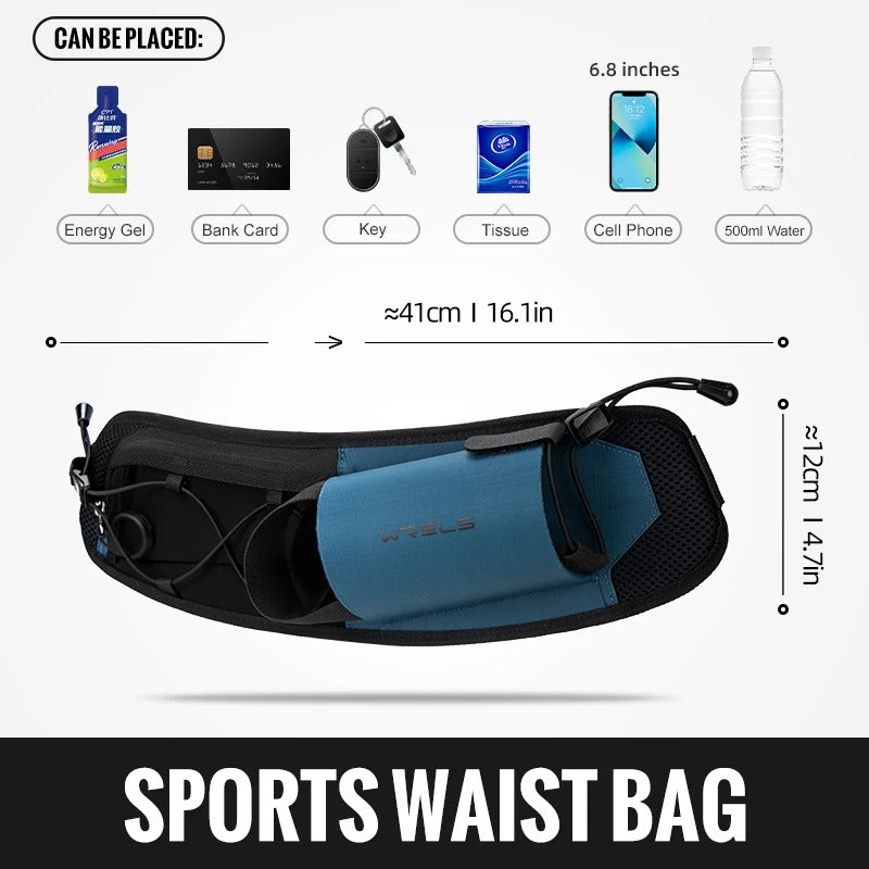 Wrels™ Dual Pocket Running Belt – Heuptasje voor telefoon en fles