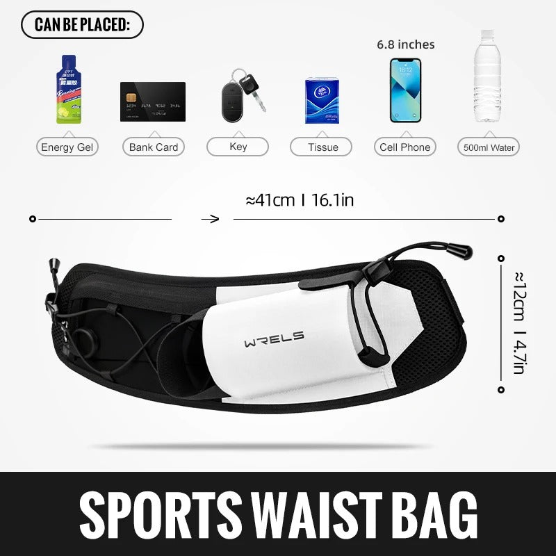 Wrels™ Dual Pocket Running Belt – Heuptasje voor telefoon en fles