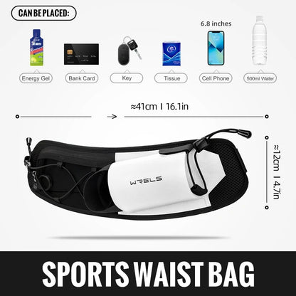 Wrels™ Dual Pocket Running Belt – Heuptasje voor telefoon en fles
